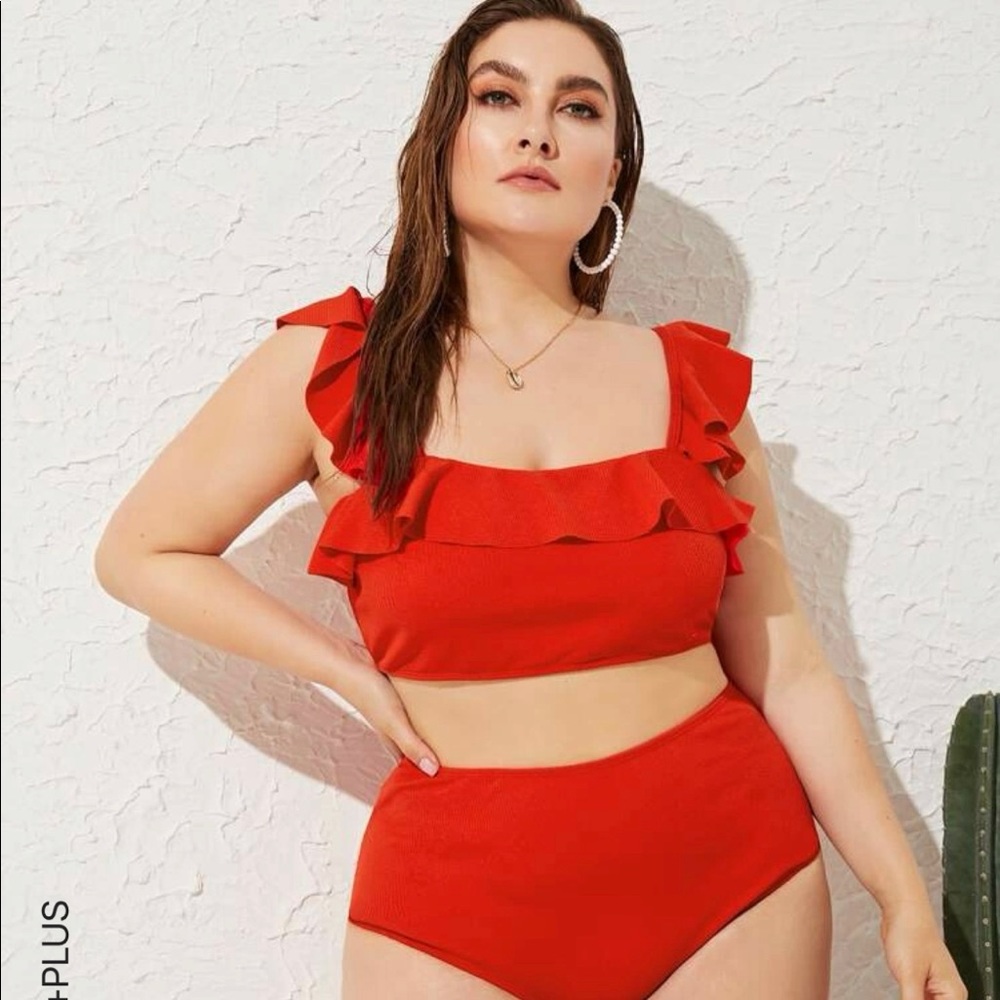 Ruffle Top High Waisted Bikini